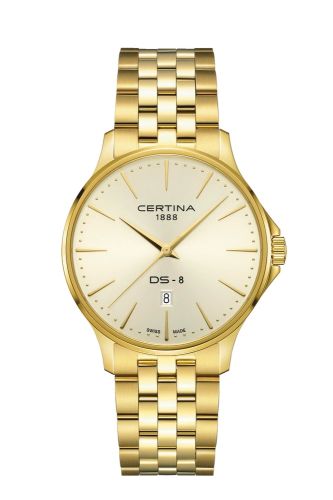 Certina DS-8 Gent Quartz Yellow Gold / Champagne / Bracelet C045.410.33.361.00