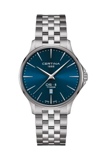 Certina DS-8 Gent Quartz Titanium / Blue / Bracelet C045.410.44.041.00