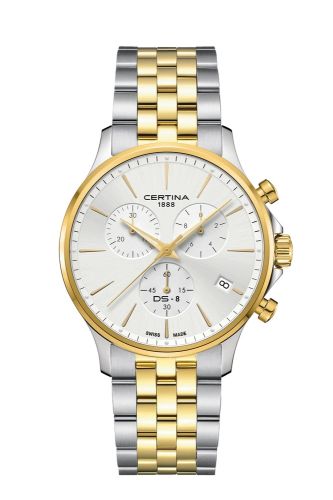 Certina DS-8 Chrono Stainless Steel - Yellow Gold / Silver / BRacelet C045.417.22.031.00