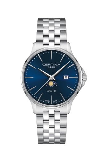Certina DS-8 Moonphase Gent Quartz Stainless Steel / Blue / Bracelet C045.423.11.041.00