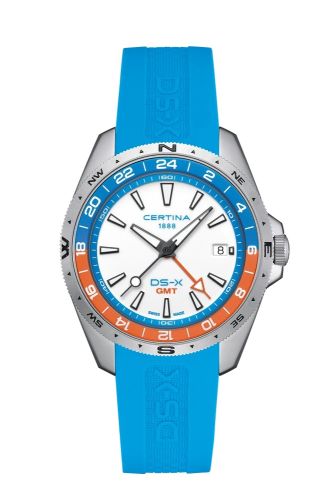 Certina DS-X GMT Stainless Steel / White / Rubber C047.452.17.011.00