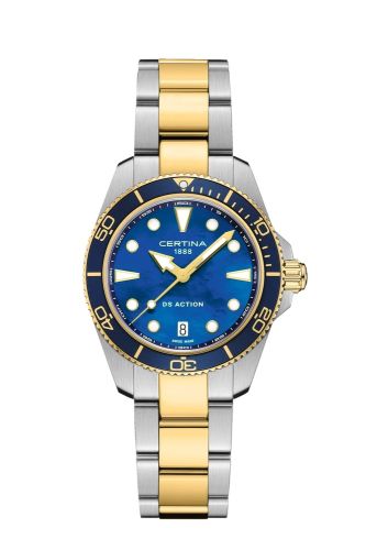 Certina DS Action Quartz 34.5 Stainless Steel - Yellow Gold / MOP / Bracelet C048.210.22.131.00