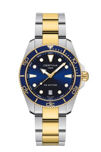 Certina DS Action 40 Quartz Stainless Steel - Yellow Gold / Blue C048.410.22.041.00