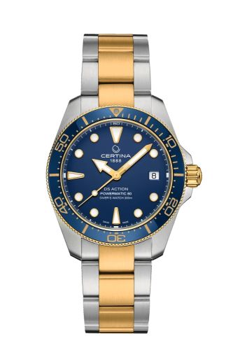 Certina DS Action Diver 38 Powermatic 80 Stainless Steel - Yellow Gold / Blue C048.807.22.041.00