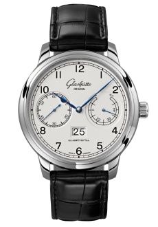 Glashutte Original Senator Observer Stainless Steel / Silver / Alligator / Folding 1-00-14-05-02-50