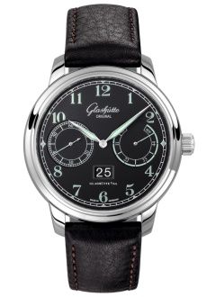 Glashutte Original Senator Observer Stainless Steel / Black / Calf - pin 1-00-14-07-02-07