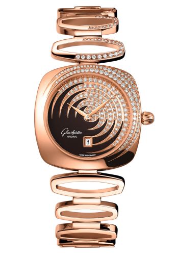 Glashutte Original Pavonina Date Red Gold / Diamond / Cold Enamel Brown / Bracelet 1-03-01-04-15-11