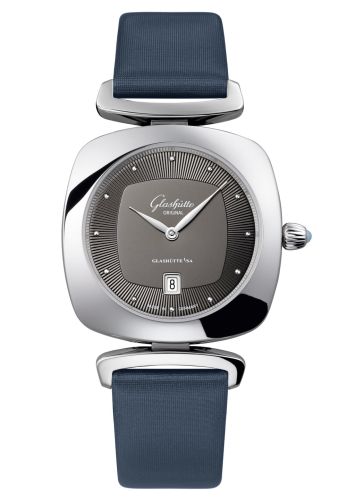 Glashutte Original Pavonina Date Stainless Steel / Grey / Calf / Pin 1-03-01-14-02-04