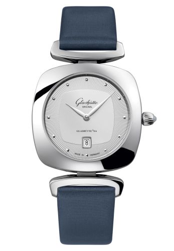 Glashutte Original Pavonina Date Stainless Steel / Silver / Calf - Pin 1-03-01-15-02-04