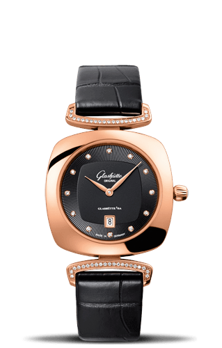 Glashutte Original Pavonina Date Red Gold / Diamond / Black / Alligator 1-03-01-28-05-02