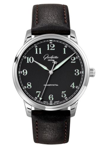 Glashutte Original Senator Excellence Stainless Steel / Black / Calf / Folding 1-36-01-03-02-30