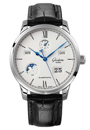 Glashutte Original Senator Excellence Perpetual Calendar Stainless Steel / Silver / Alligator / Folding 1-36-02-01-02-30
