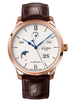 Glashutte Original Senator Excellence Perpetual Calendar Red Gold / Silver / Alligator / Folding 1-36-02-02-05-50