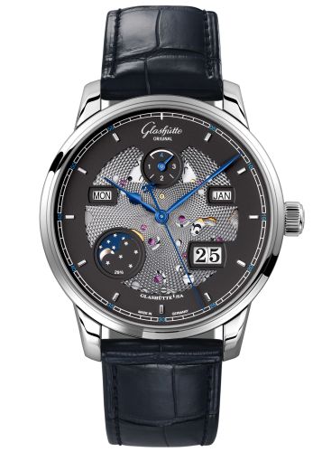 Glashutte Original Senator Excellence Perpetual Calendar White Gold / Black-Skeleton/ Alligator / Folding 1-36-02-03-04-30