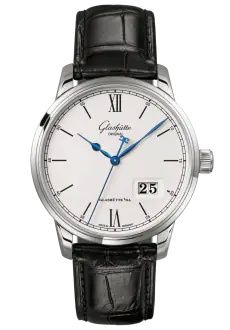 Glashutte Original Senator Excellence Panorama Date Stainless Steel / Silver / Alligator - Folding 1-36-03-01-02-61