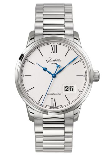 Glashutte Original Senator Excellence Panorama Date Stainless Steel / Silver / Bracelet 1-36-03-01-02-70