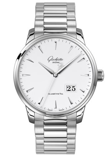 Glashutte Original Senator Excellence Panorama Date Stainless Steel / Silver / Bracelet 1-36-03-05-02-70