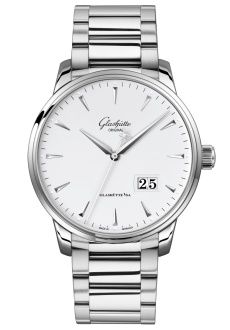 Glashutte Original Senator Excellence Panorama Date Stainless Steel / White / Bracelet 1-36-03-05-02-71