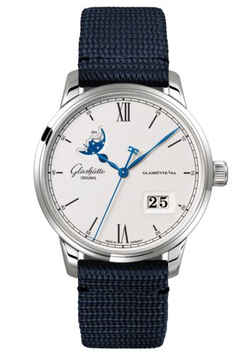 Glashutte Original Senator Excellence Panorama Date Moonphase Stainless Steel / Silver / Synthetic 1-36-04-01-02-34
