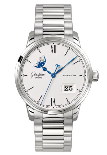 Glashutte Original Senator Excellence Panorama Date Moonphase Stainless Steel / Silver / Bracelet 1-36-04-01-02-70