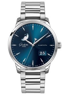Glashutte Original Senator Excellence Panorama Date Moonphase Stainless Steel / Blue / Bracelet 1-36-04-04-02-71
