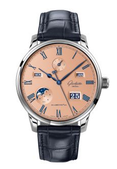 Glashutte Original Senator Perpetual Calendar Stainless Steel / Salmon / Alligator / Folding 1-36-12-01-02-61