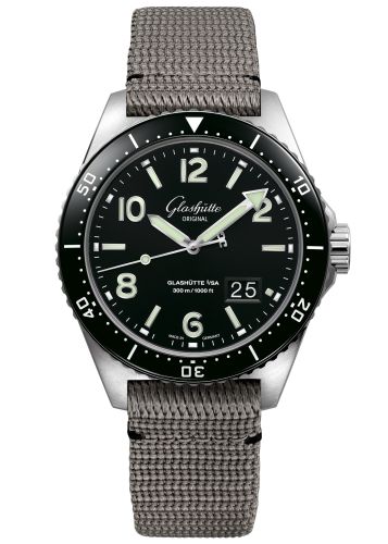 Glashutte Original SeaQ Panorama Date Stainless Steel / Black / Synthetic - Folding 1-36-13-01-80-34