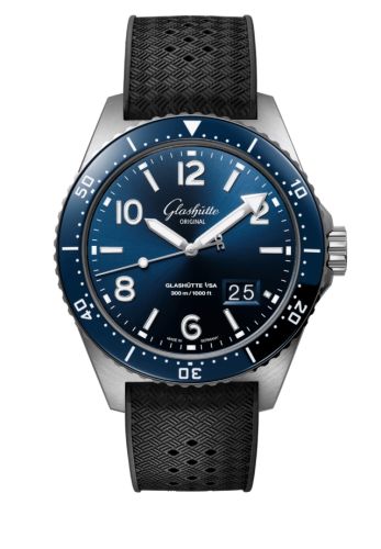 Glashutte Original SeaQ Panorama Date Stainless Steel / Blue / Rubber - Pin 1-36-13-02-81-06