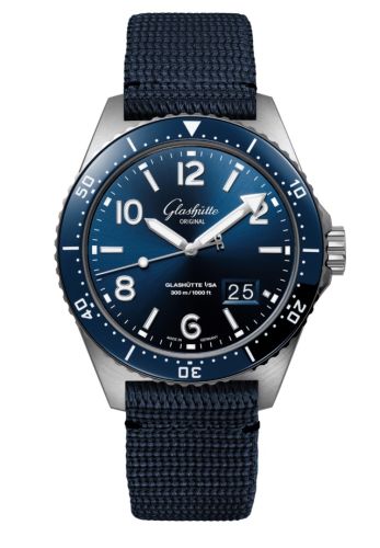 Glashutte Original SeaQ Panorama Date Stainless Steel / Blue / Synthetic - Folding 1-36-13-02-81-36
