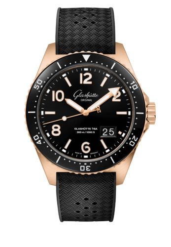 Glashutte Original SeaQ Panorama Date Red Gold / Black / Rubber -/ Folding 1-36-13-03-90-33