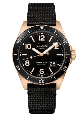 Glashutte Original SeaQ Panorama Date Red Gold / Black / Synthetic - Folding 1-36-13-03-90-35