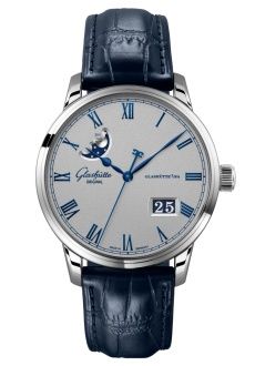 Glashutte Original Senator Excellence Panorama Date Moonphase Stainless Steel / Grey / Alligator - Folding 1-36-24-02-02-61