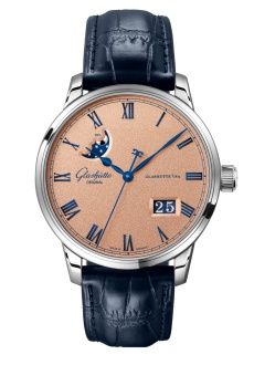 Glashutte Original Senator Excellence Panorama Date Moonphase Stainless Steel / Frosted Copper / Alligator - Pin 1-36-24-04-02-01