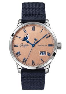 Glashutte Original Senator Excellence Panorama Date Moonphase Stainless Steel / Frosted Copper / Synthetic - Folding 1-36-24-04-02-64