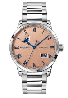Glashutte Original Senator Excellence Panorama Date Moonphase Stainless Steel / Frosted Copper / Bracelet 1-36-24-04-02-71