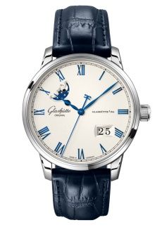 Glashutte Original Senator Excellence Panorama Date Moonphase Stainless Steel / Frosted Silver / Alligator - Pin 1-36-24-05-02-01