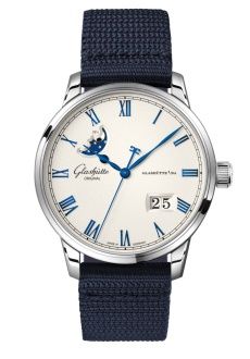 Glashutte Original Senator Excellence Panorama Date Moonphase Stainless Steel / Frosted Silver / Synthetic - Folding 1-36-24-05-02-64