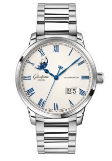 Glashutte Original Senator Excellence Panorama Date Moonphase Stainless Steel / Frosted Silver / Bracelet 1-36-24-05-02-71