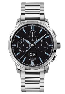 Glashutte Original Senator Chronograph Panorama Date Stainless Steel / Black / Bracelet 1-37-01-03-02-71