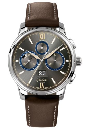 Glashutte Original Senator Chronograph Panorama Date Capital Edition Stainless Steel / Grey / Calf / Folding 1-37-01-04-02-35