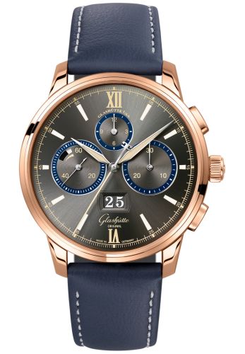 Glashutte Original Senator Chronograph Panorama Date Capital Edition Red Gold / Grey / Calf / Folding 1-37-01-04-05-55