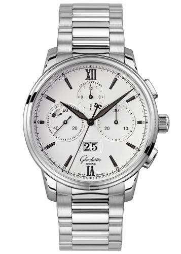 Glashutte Original Senator Chronograph Panorama Date Stainless Steel / Silver / Bracelet 1-37-01-05-02-70