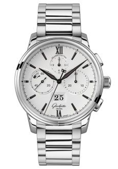 Glashutte Original Senator Chronograph Panorama Date Stainless Steel / White / Bracelet 1-37-01-05-02-71