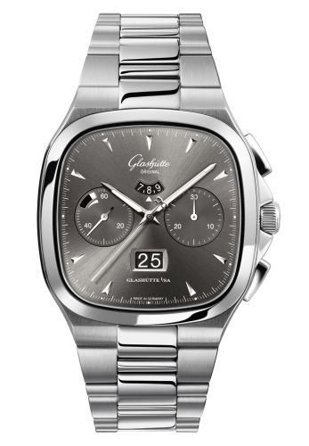 Glashutte Original Seventies Chronograph Panorama Date Ruthenium / Bracelet 1-37-02-01-02-70