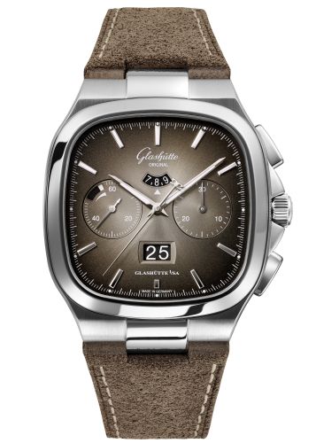Glashutte Original Seventies Chronograph Panorama Date Grey / Nubuck / Folding 1-37-02-05-02-35