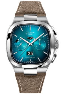 Glashutte Original Seventies Chronograph Panorama Date Turquoise / Nubuck / Folding 1-37-02-06-02-35