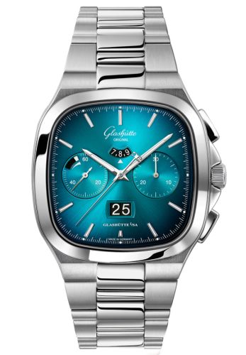 Glashutte Original Seventies Chronograph Panorama Date Turquoise / Bracelet 1-37-02-06-02-70