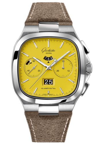 Glashutte Original Seventies Chronograph Panorama Date Yellow / Nubuck / Folding 1-37-02-07-02-35