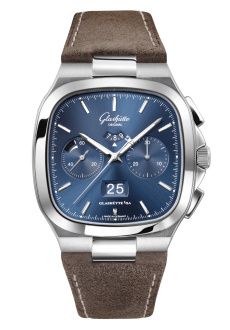 Glashutte Original Seventies Chronograph Panorama Date Blue / Calf - Folding 1-37-02-08-02-62