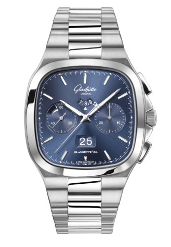 Glashutte Original Seventies Chronograph Panorama Date Blue / Bracelet 1-37-02-08-02-70
